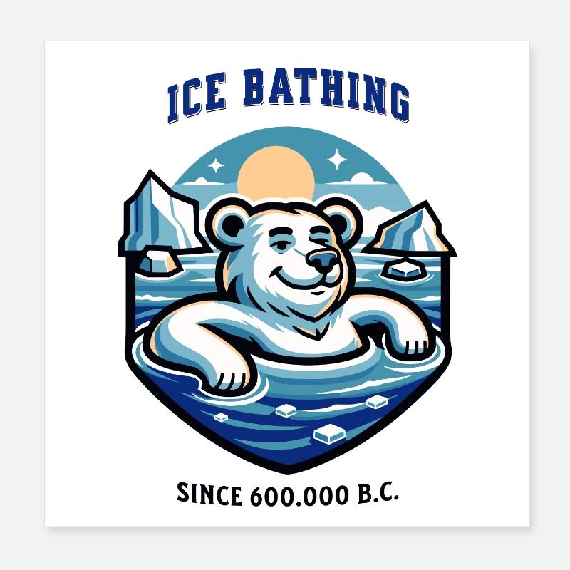 relaxed polar bear while bathing funny saying Poster 8" x 8" (20x20 cm)