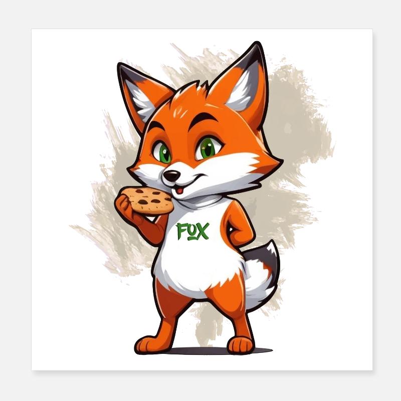 Fuchs mit Keksen Poster 20x20 cm