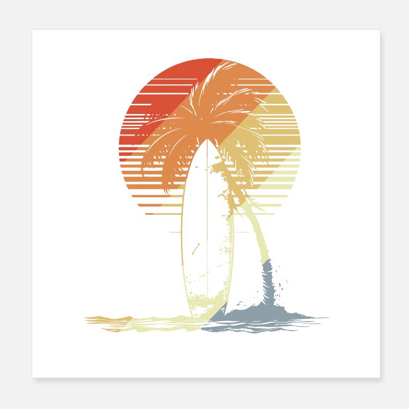 Surfboard Vintage Poster 8" x 8" (20x20 cm)