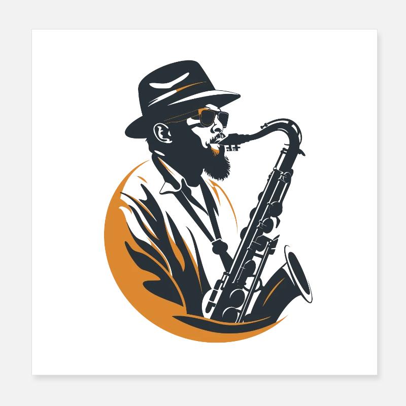 Saxophonist Grafik Poster 20x20 cm