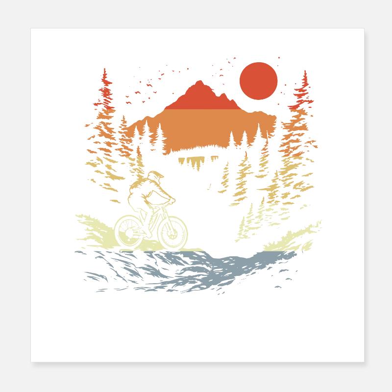 Mountain biking vintage style Poster 8" x 8" (20x20 cm)
