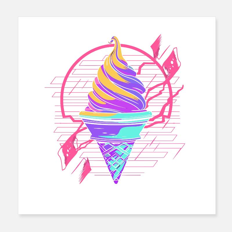 Cornet de crème glacée Synthwave Poster 20 x 20 cm