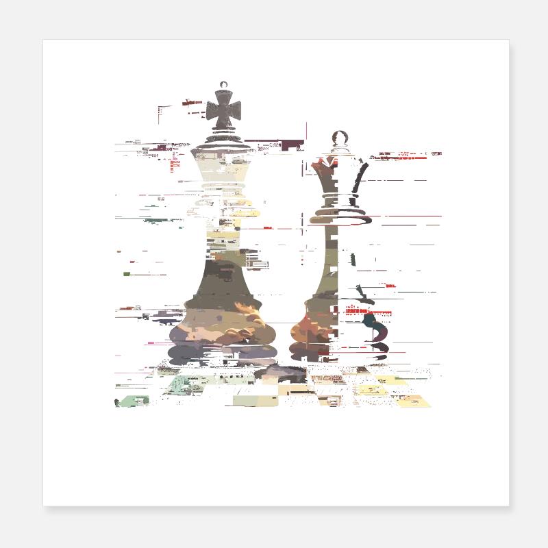 Graphique de la reine et du roi des échecs Poster 20 x 20 cm