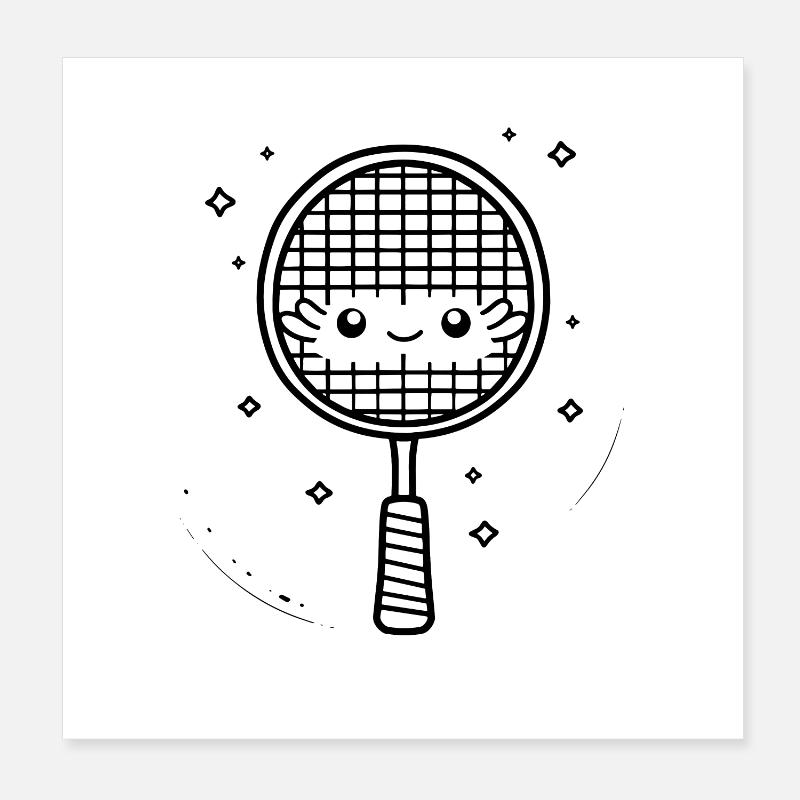 Badminton Racket Comic Poster 8" x 8" (20x20 cm)