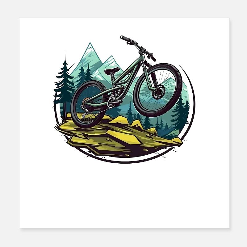 Mountain biking Poster 8" x 8" (20x20 cm)