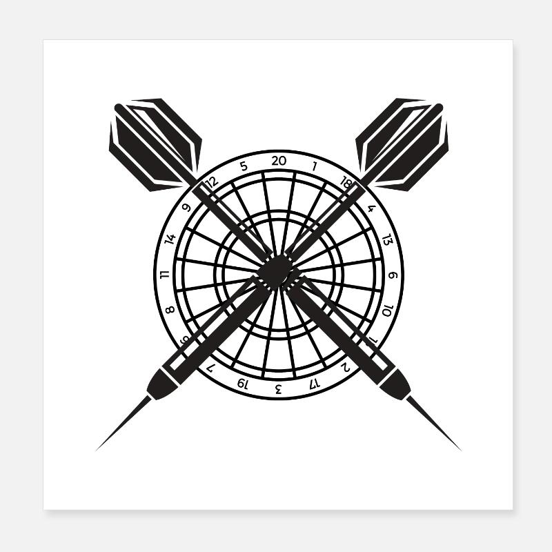 Fléchettes croisées Poster 20 x 20 cm