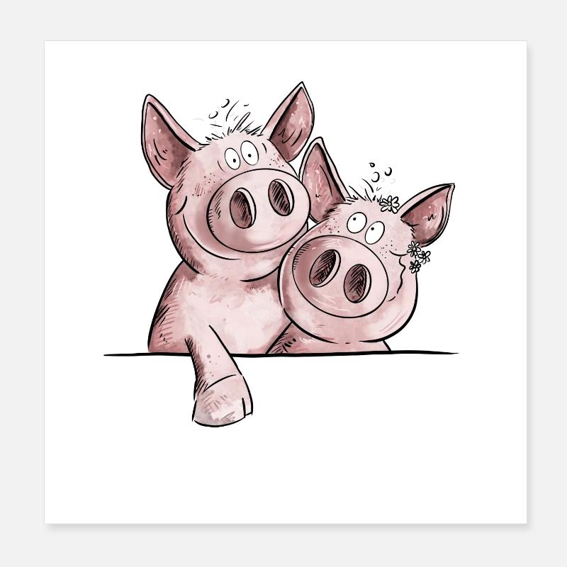 Droll Piggy Pig Pig Pig Pig Poster 8" x 8" (20x20 cm)