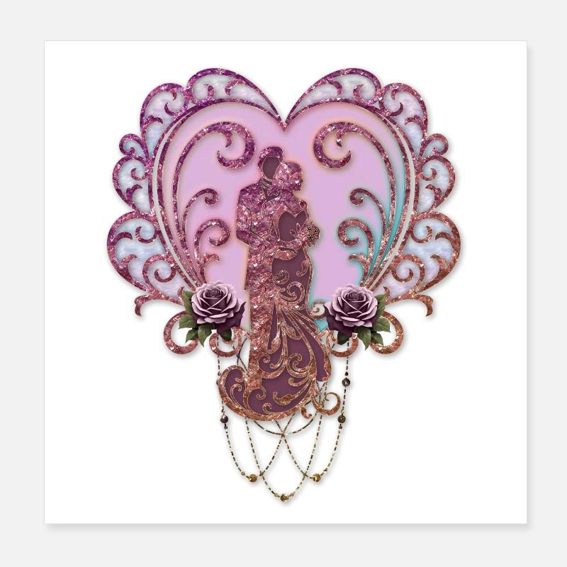 Dans l’étreinte du cœur. Poster 20 x 20 cm