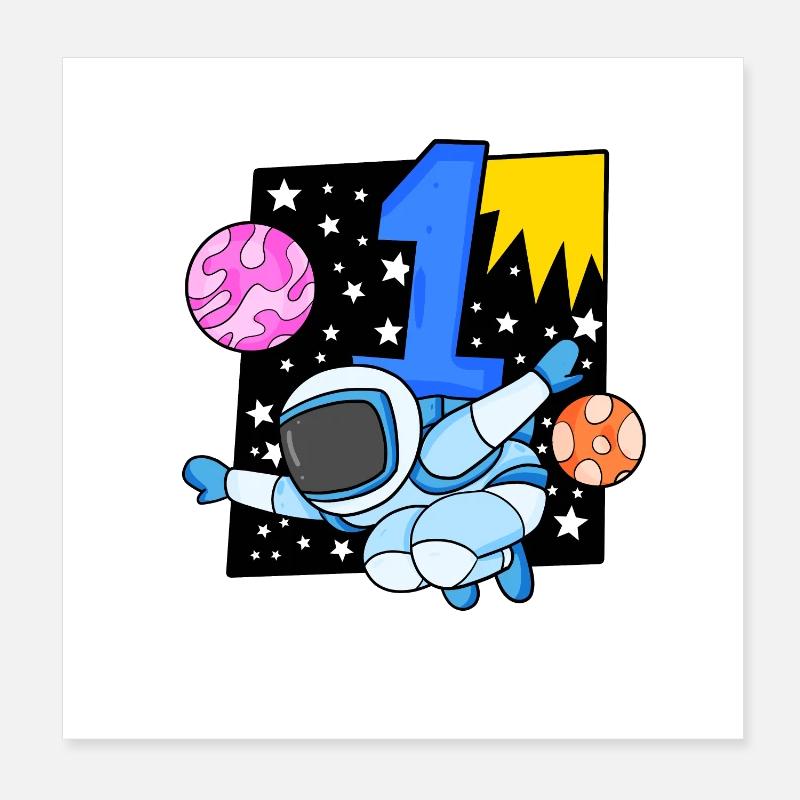 Zahl 1 Nummer Eins - Astronaut Motiv Poster 20x20 cm