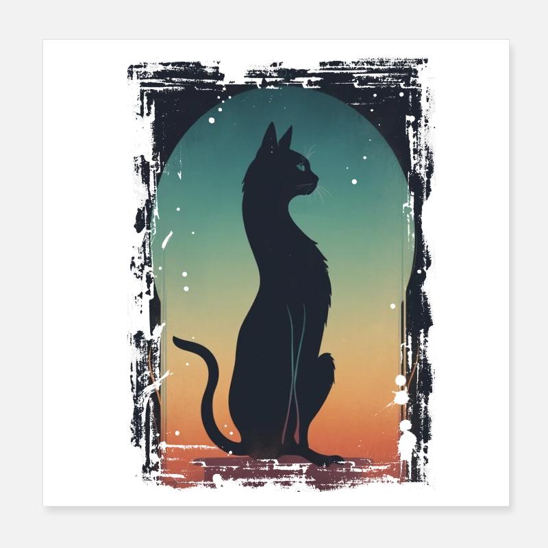 Schwarzer Kater Poster 20x20 cm