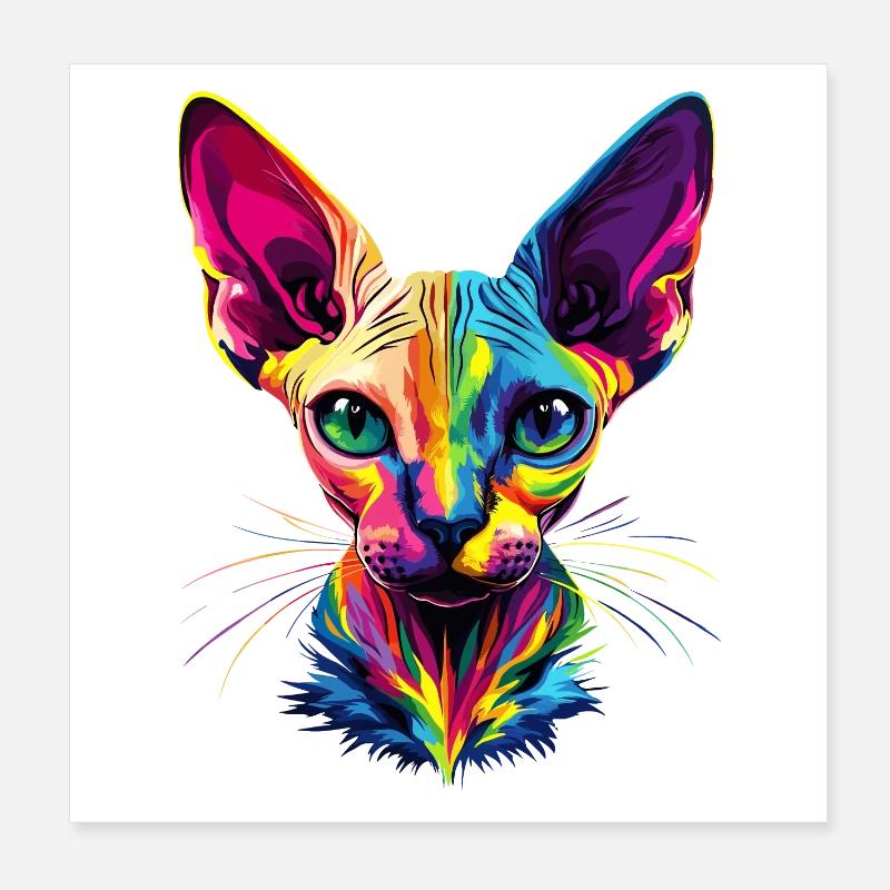 Sphynx Cat Sphynx Cat Canadian Cat Cute Sphinx Poster 8" x 8" (20x20 cm)