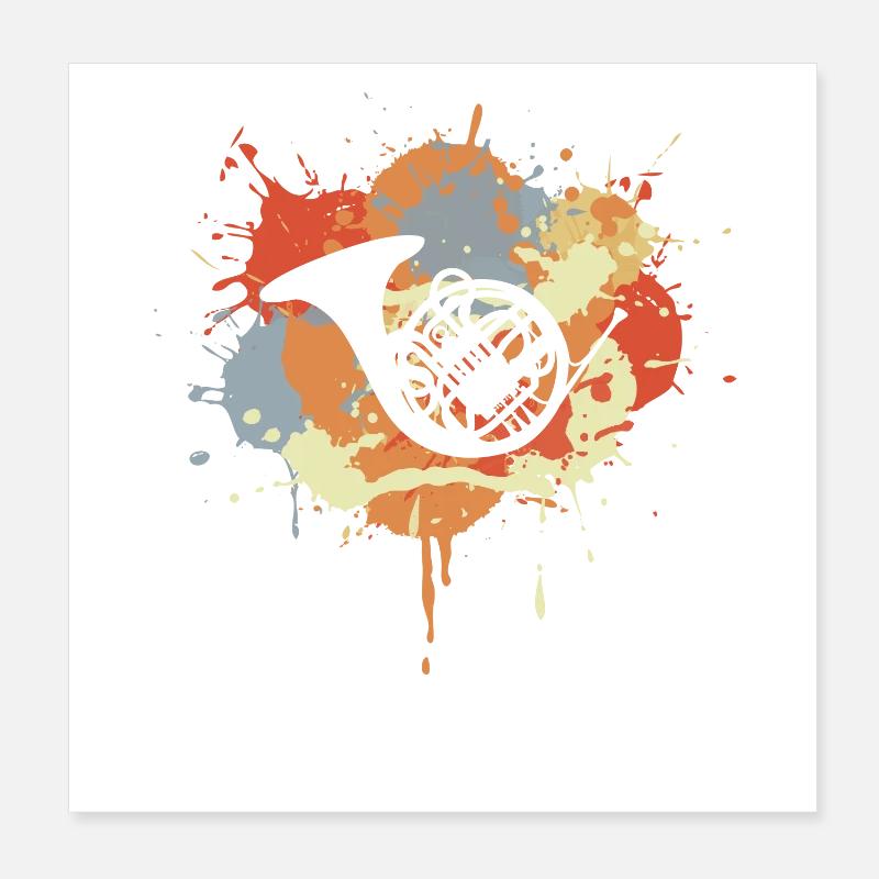 Horn Zeichnung Poster 20x20 cm