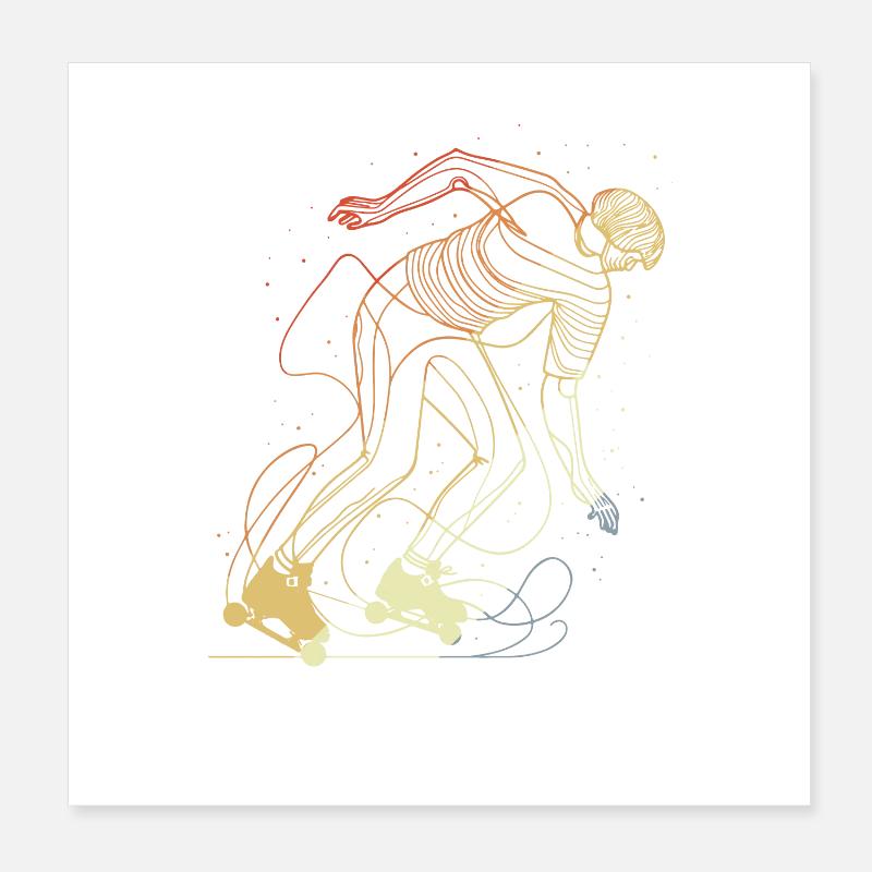 Patineur à roulettes rétro Poster 20 x 20 cm