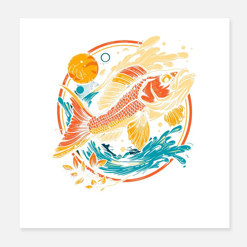 Fish Illustration Poster 8" x 8" (20x20 cm)