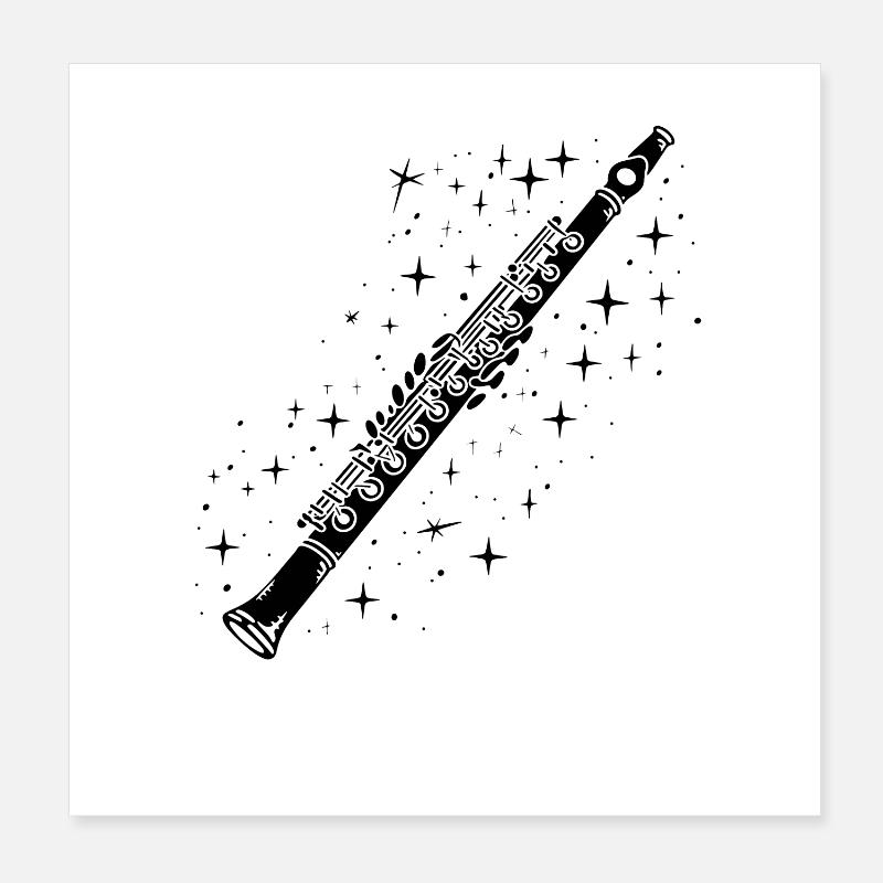 Flute Drawing Poster 8" x 8" (20x20 cm)