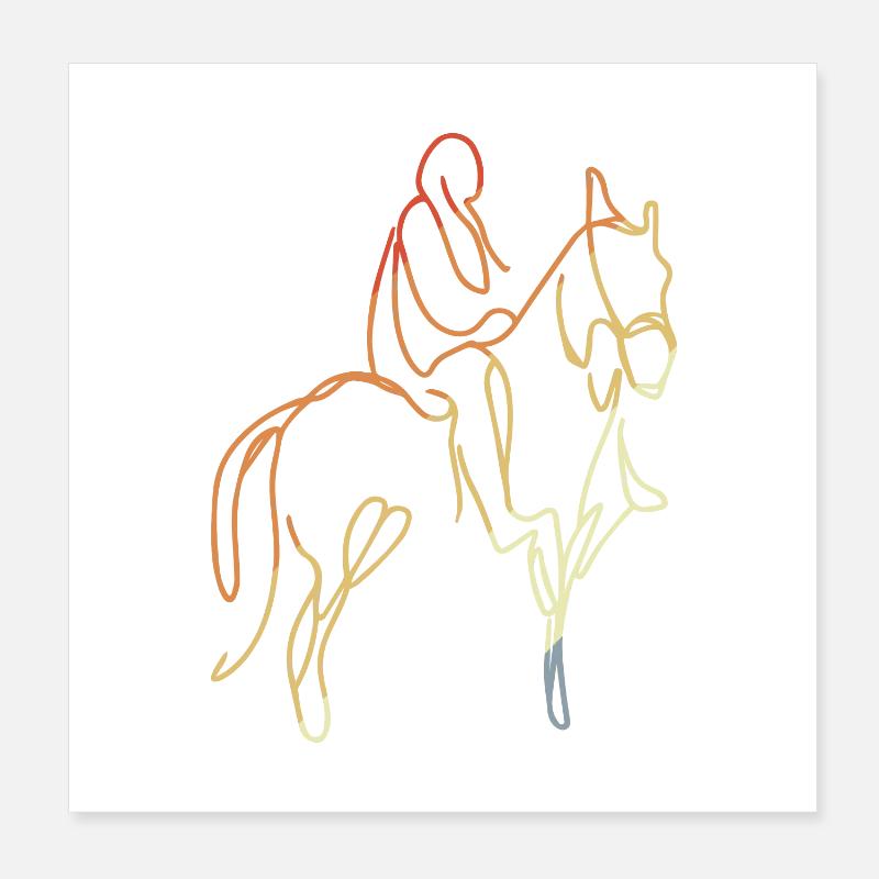 Dessin d’équitation vintage Poster 20 x 20 cm