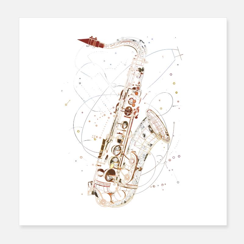 Saxophone Line Art Poster 8" x 8" (20x20 cm)