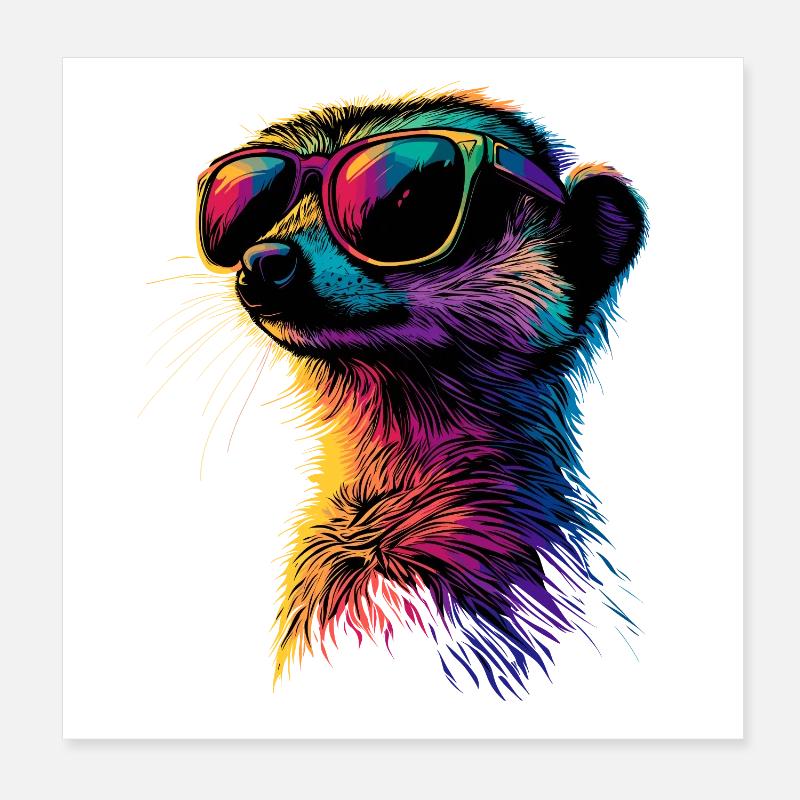 Lunettes de soleil suricate coloré mignon suricate Poster 20 x 20 cm