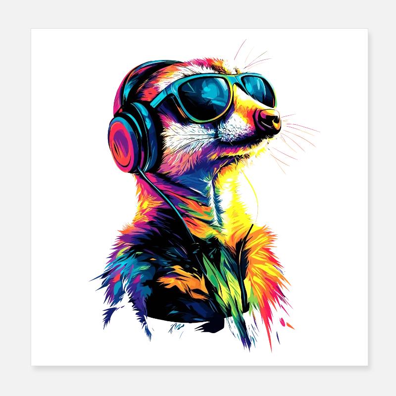Lunettes de soleil suricate coloré mignon suricate Poster 20 x 20 cm