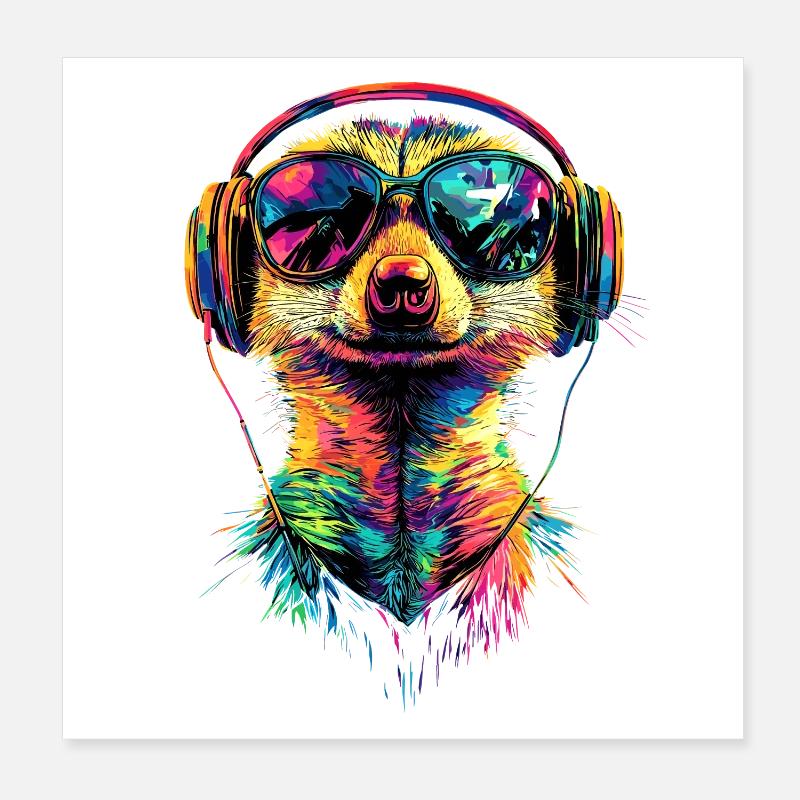 Erdmännchen Sonnenbrille Bunt Süßes Erdmännchen Poster 20x20 cm