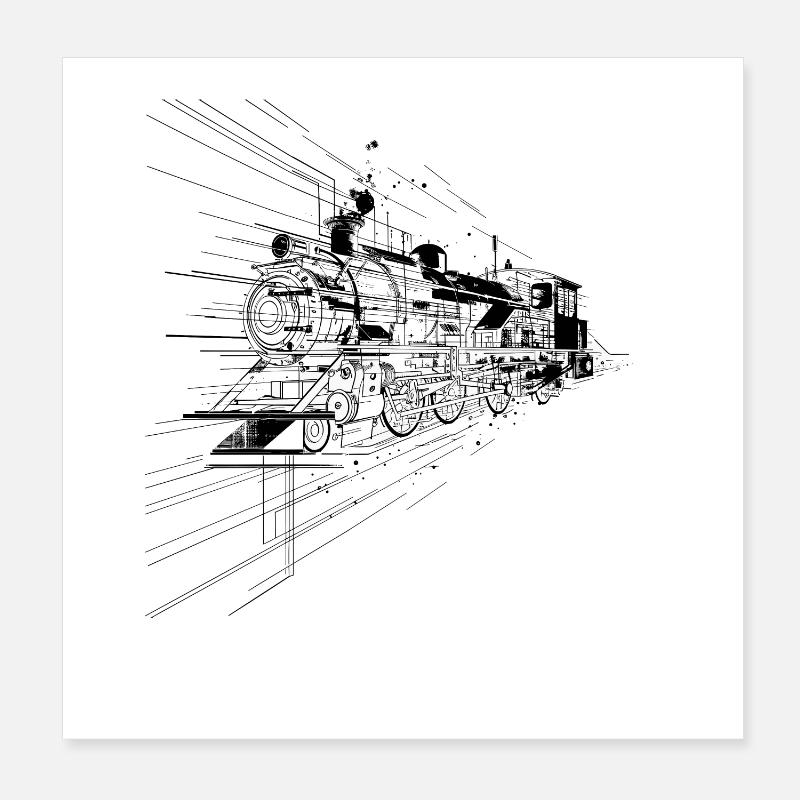 Graphiques de locomotive Poster 20 x 20 cm