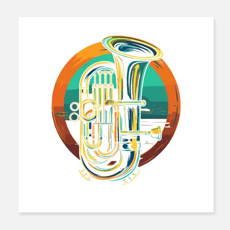 Tuba Illustration Poster 20 x 20 cm
