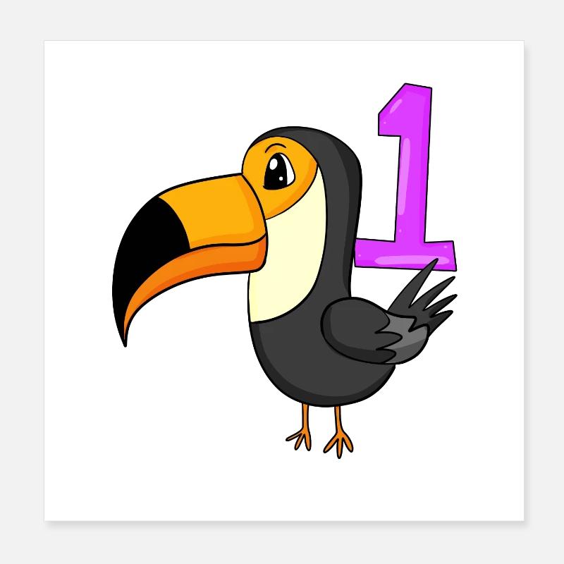 Numéro 1 Numéro Un - Motif Oiseau Toucans Poster 20 x 20 cm