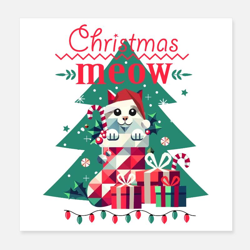 Chat espiègle en bas - Style de Noël laid Poster 20 x 20 cm