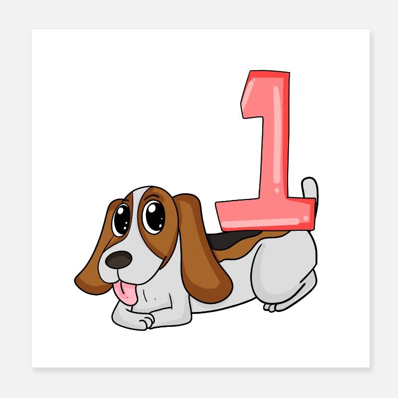 Zahl 1 Nummer Eins - Hund Motiv Poster 20x20 cm