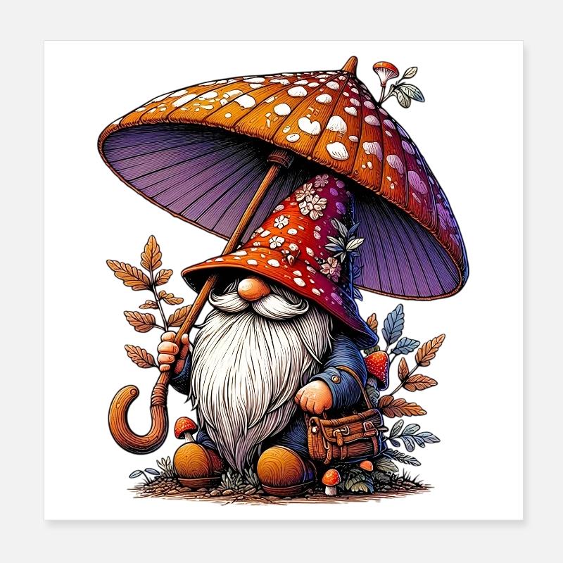 Gnome Poster 8" x 8" (20x20 cm)