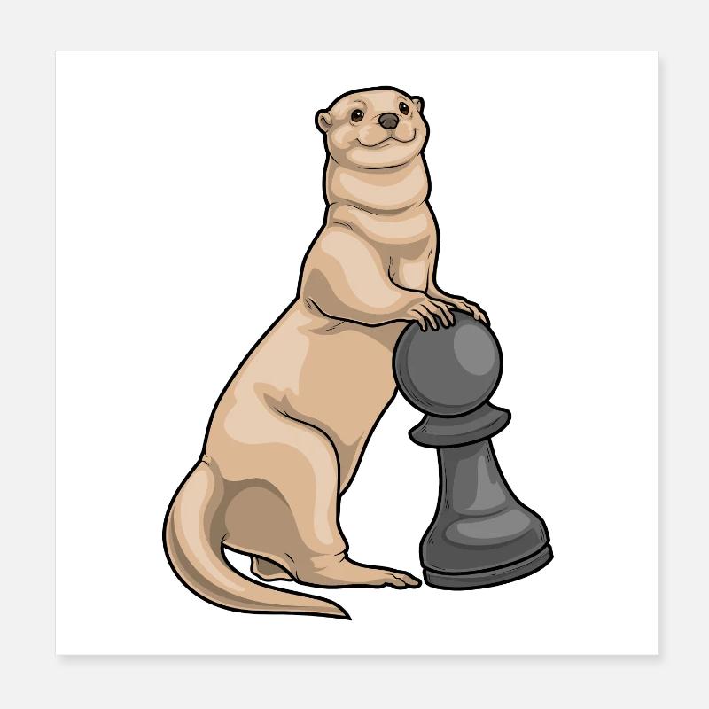 Loutre pièce d’échecs Farmer échecs Poster 20 x 20 cm