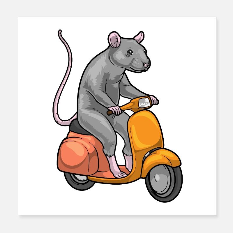 Ratte Motorroller Poster 20x20 cm