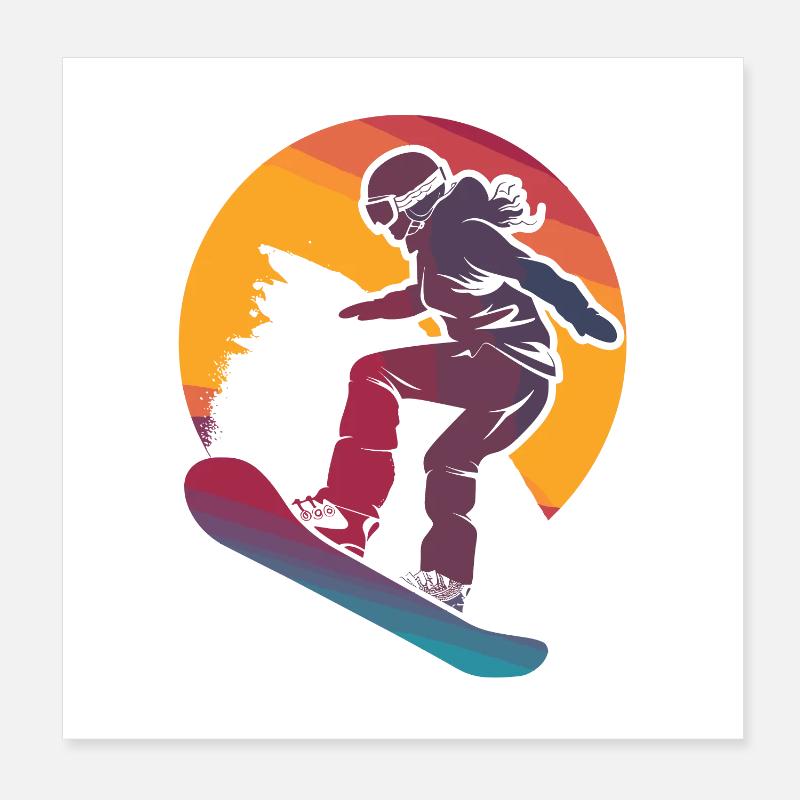 Snowboarding Mädchen Poster 20x20 cm