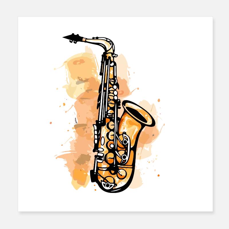 Saxophone Graphics Poster 8" x 8" (20x20 cm)