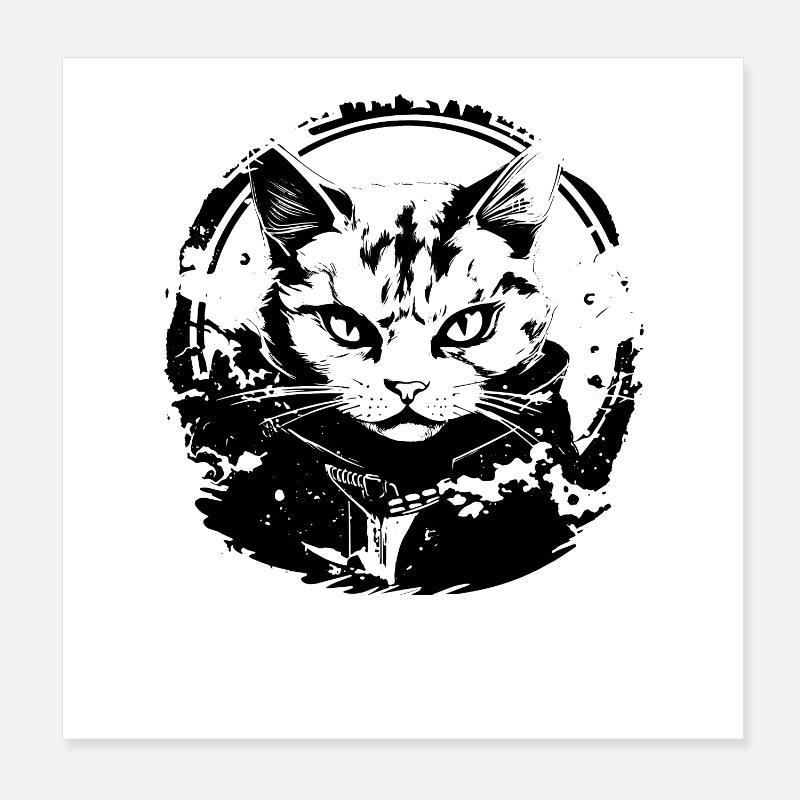 Cat Manga Look Poster 8" x 8" (20x20 cm)