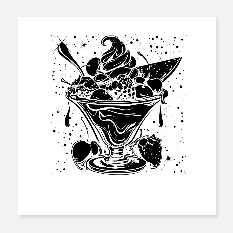 Eiscreme Eisbecher Poster 20x20 cm