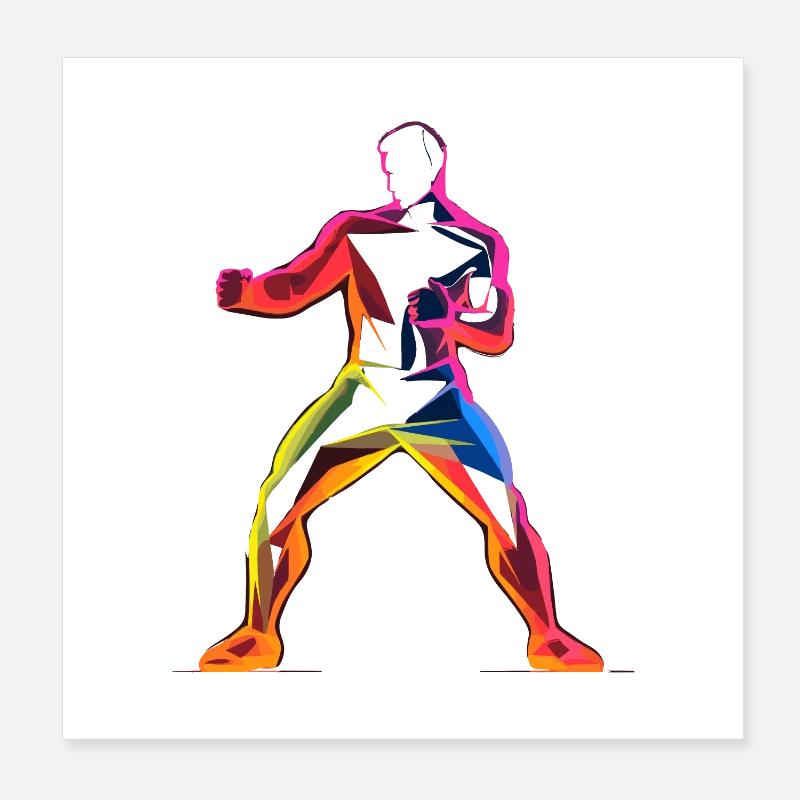 Kickboxer style dessin animé Poster 20 x 20 cm