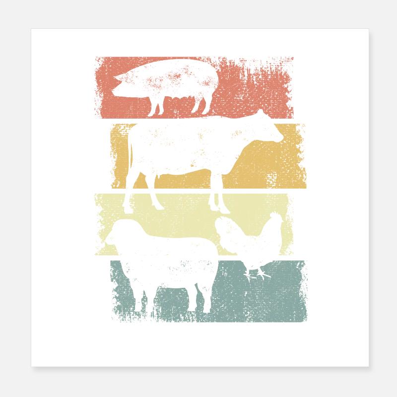 Pig Chicken Sheep Chicken Poster 8" x 8" (20x20 cm)