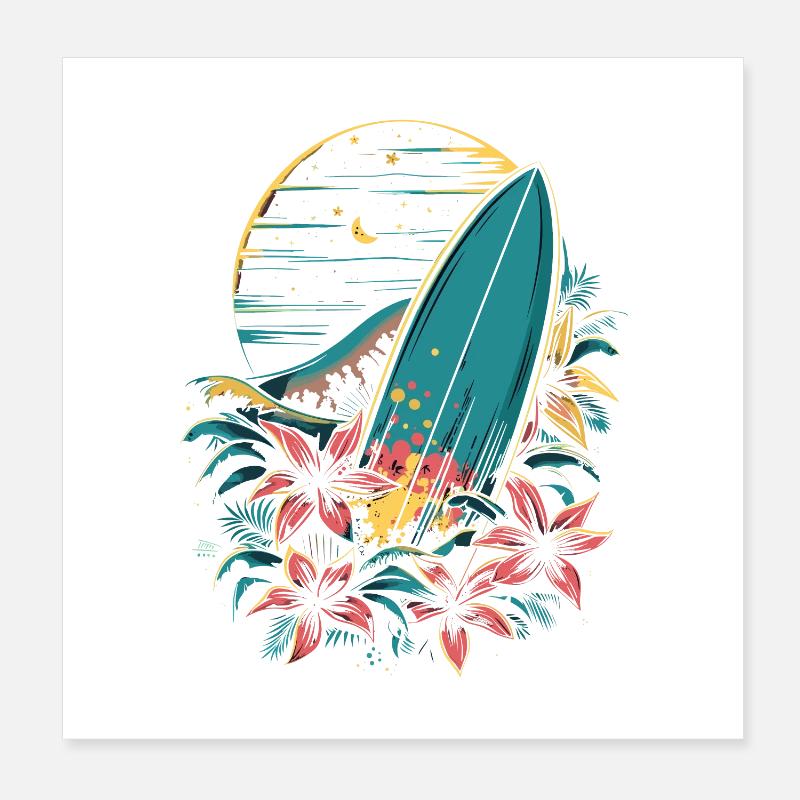 planche de surf dessin animé Poster 20 x 20 cm