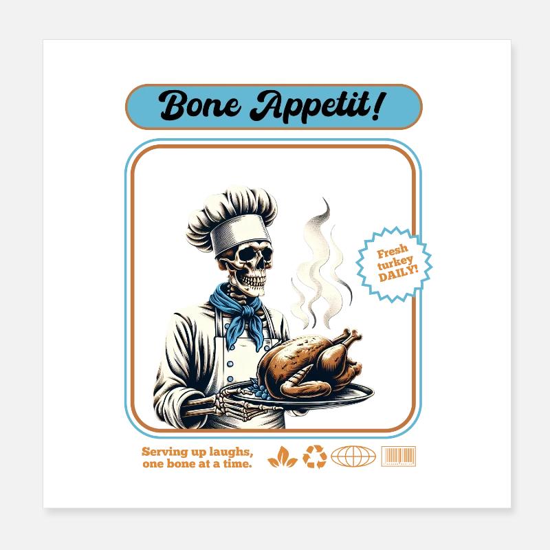 Skeleton Turkey Cook Poster 8" x 8" (20x20 cm)