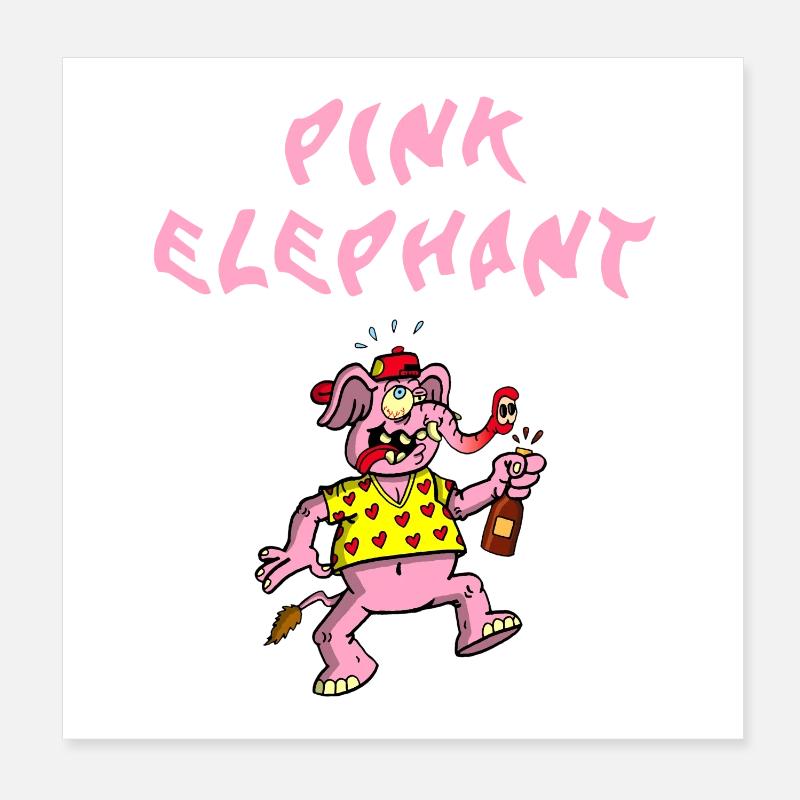 Pink Elephant Poster 8" x 8" (20x20 cm)