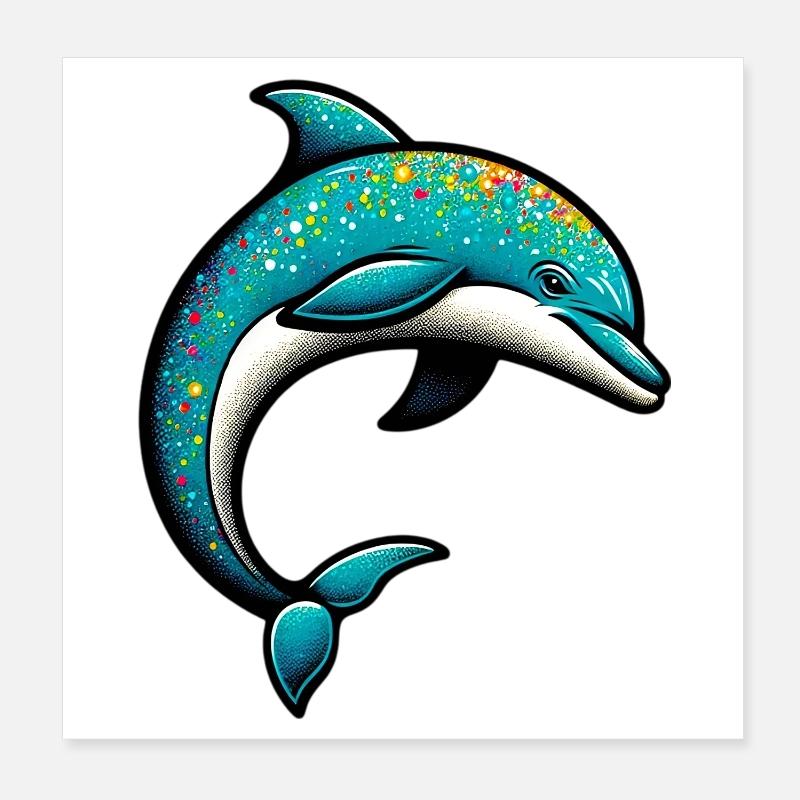 Dolphin Poster 8" x 8" (20x20 cm)
