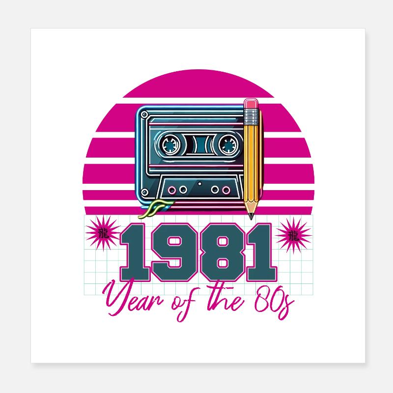 Cassette rétro 1981 Poster 20 x 20 cm