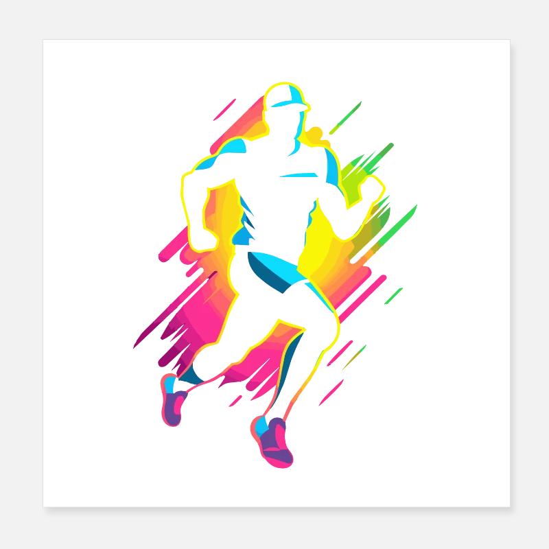 Marathon Läufer Comic Look Poster 20x20 cm