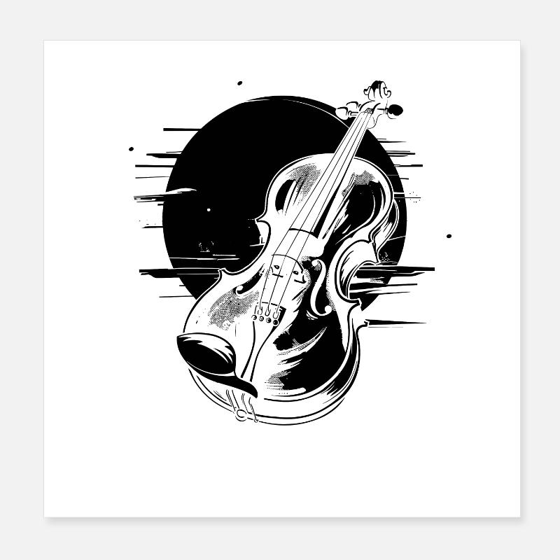 Violin Drawing Poster 8" x 8" (20x20 cm)