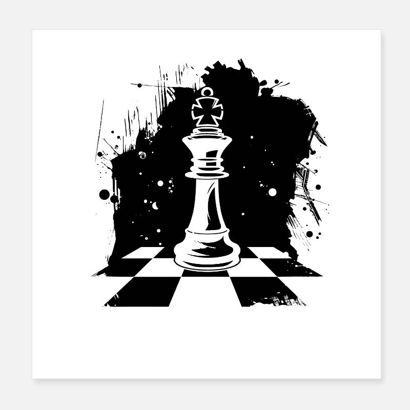 Dessin de pièces d’échecs Poster 20 x 20 cm