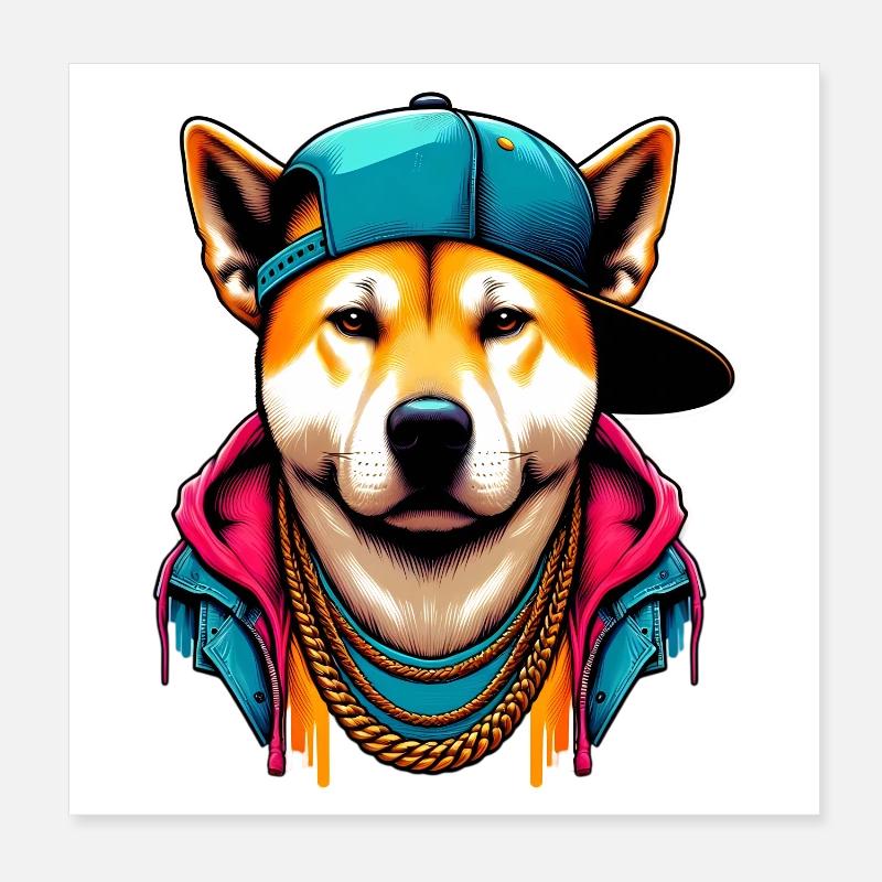 Chien - Poster 20 x 20 cm - blanc