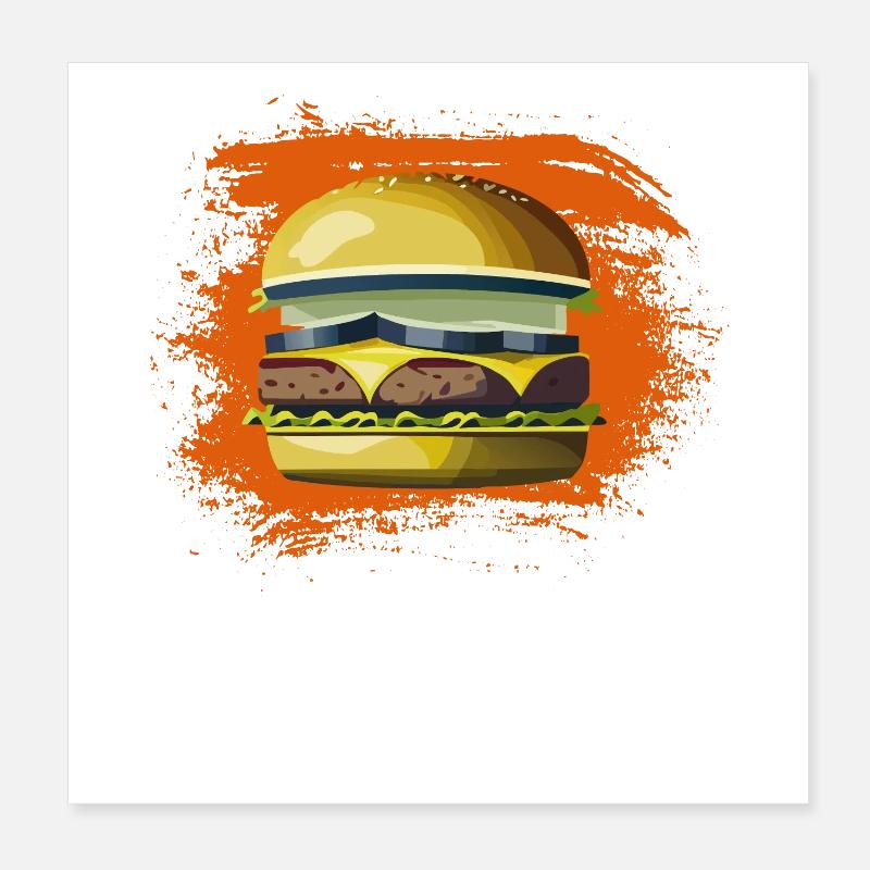 Imprimé de dessin animé hamburger ludique Poster 20 x 20 cm