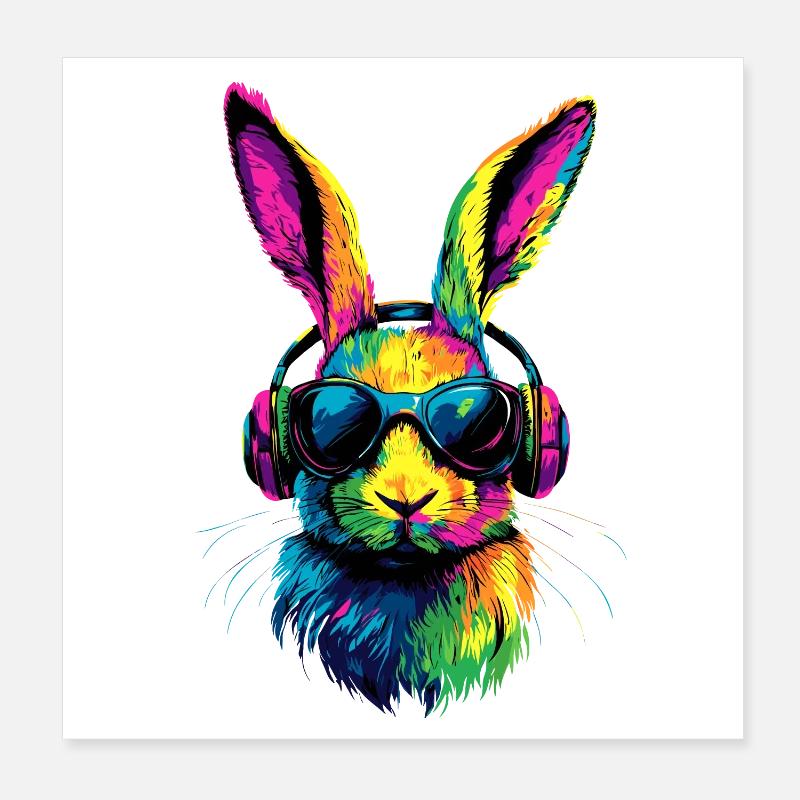 Bunny Rabbit Lover Hare Bunny Cute Bunnies Poster 8" x 8" (20x20 cm)