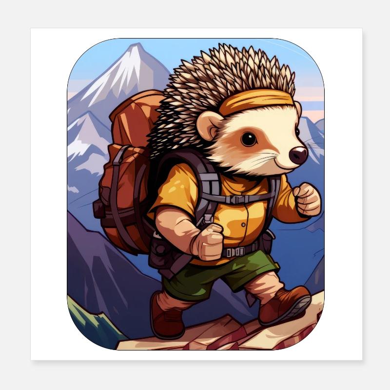 IgelWandern / Bergsteiger Igel Poster 20x20 cm